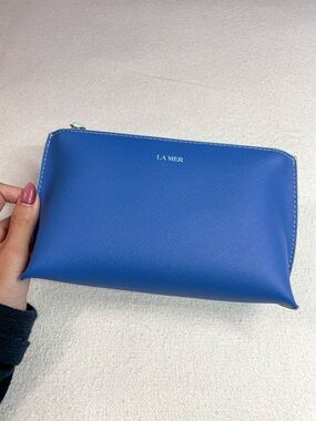 La Mer Saffiano Texture Skincare Cosmetic Zipper Pouch